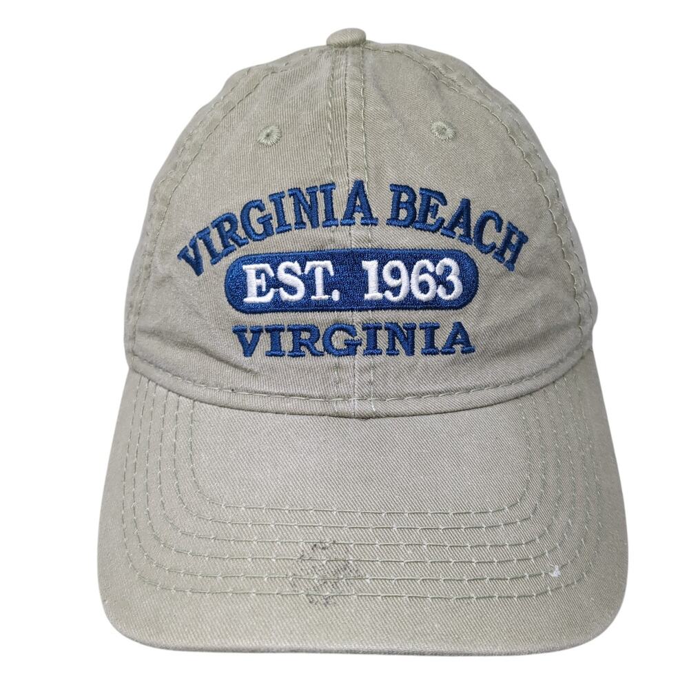 Virginia Beach Est. 1963 Slideback Baseball Cap Beige One Size Cotton Sunsations